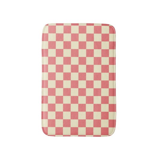 Roze en beige checkboard badmat (Voorkant Verticaal)