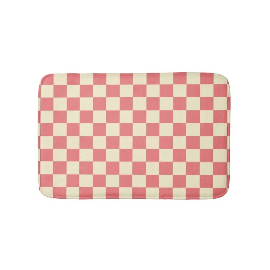 Roze en beige checkboard badmat (Voorkant)