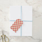 Roze en beige checkboard cadeaulabel (Met Touw)