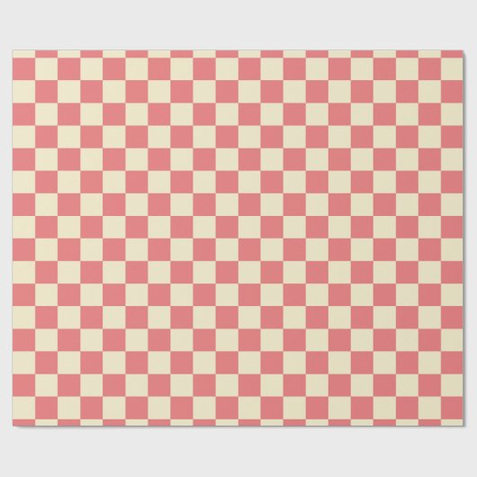 Roze en beige checkboard cadeaupapier (Vlak)