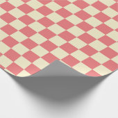 Roze en beige checkboard cadeaupapier (Hoek)