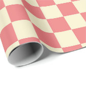 Roze en beige checkboard cadeaupapier (Rol Hoek)