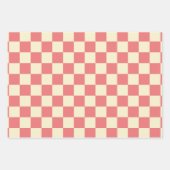 Roze en beige checkboard inpakpapier vel (Voorkant)