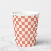 Roze en beige checkboard papieren bekers (Achterkant)