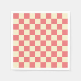 Roze en beige checkboard servet