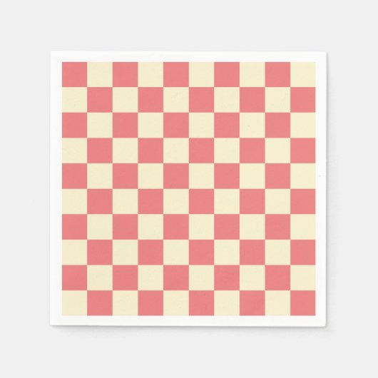 Roze en beige checkboard servet (Voorkant)