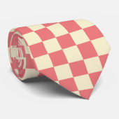 Roze en beige checkboard stropdas (Opgerold)