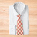 Roze en beige checkboard stropdas<br><div class="desc">Roze en beige checkboard</div>