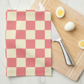 Roze en beige checkboard theedoek (Quarter Fold)