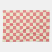 Roze en beige checkboard theedoek (Horizontaal)