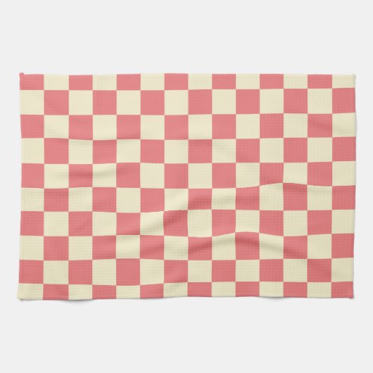 Roze en beige checkboard theedoek (Horizontaal)