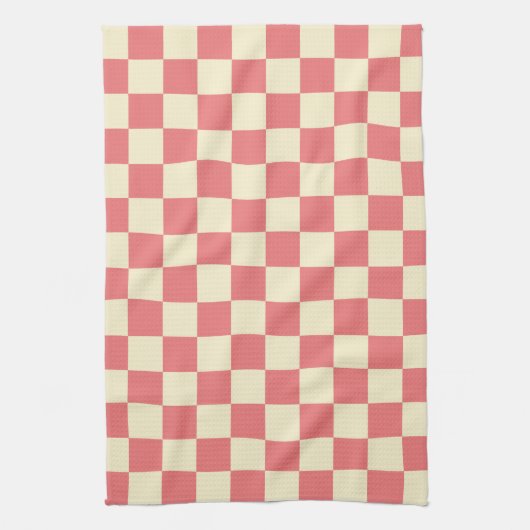 Roze en beige checkboard theedoek (Verticaal)