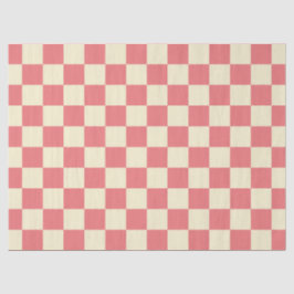 Roze en beige checkboard tissuepapier