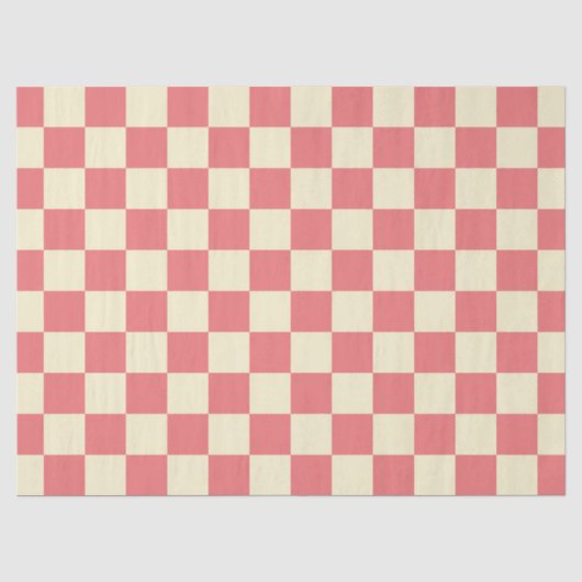 Roze en beige checkboard tissuepapier (Voorkant)