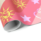 Roze en beige diagonale strepen cadeaupapier (Rol Hoek)