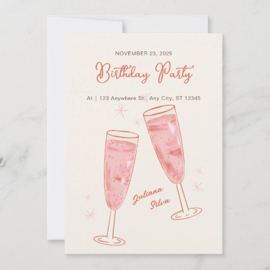 Roze en Beige Eenvoudige Creatieve Gelukkige Verja Kaart (Voorkant)