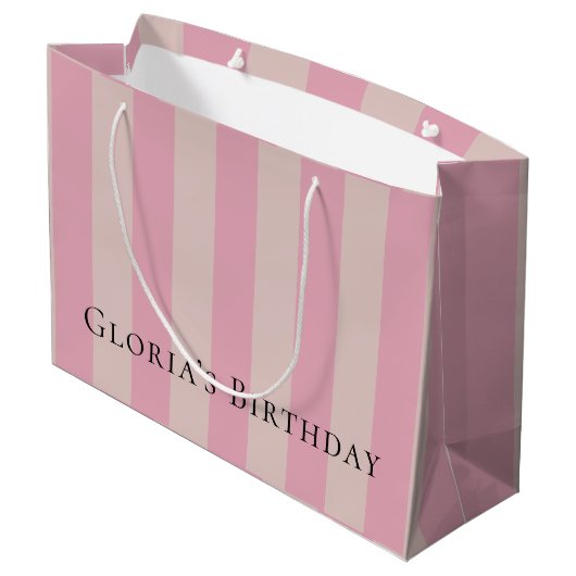 Roze en beige Elegant Gift Bag Groot Cadeauzakje (Achterkant Gekanteld)