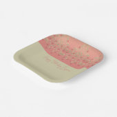 Roze en beige Floral, gecentreerd vierkant Papieren Bordje (Gebogen)