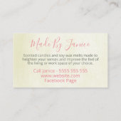 Roze en beige Floral handgemaakte kaarsenmos Visitekaartje (Achterkant)