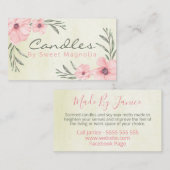 Roze en beige Floral handgemaakte kaarsenmos Visitekaartje (Voorkant / Achterkant)