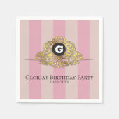 Roze en beige Gold Monogram Elegant Napkin Servet (Voorkant)