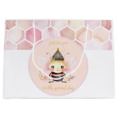 Roze en Beige Honeycomb Pattern Waterverf Groot Cadeauzakje (Voorkant)