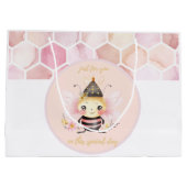 Roze en Beige Honeycomb Pattern Waterverf Groot Cadeauzakje (Achterkant)