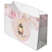 Roze en Beige Honeycomb Pattern Waterverf Groot Cadeauzakje (Achterkant Gekanteld)