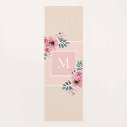 Roze en beige monogram Beste mam ooit op persoonli Yogamat (Achterkant)