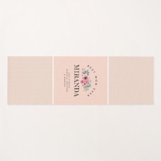 Roze en beige monogram Beste mam ooit op persoonli Yogamat (Voorkant (horizontaal))