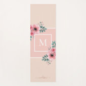 Roze en beige | Monogram Waterverf bloemen Yogamat (Voorkant)