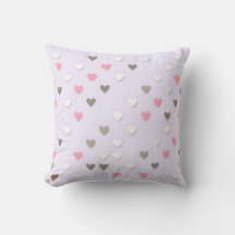 Roze en Beige Pastel Hart Kussenhoes