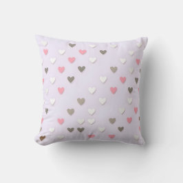 Roze en Beige Pastel Hart Kussenhoes Kussen
