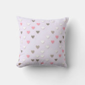 Roze en beige pastel hart Sierkussen (Voorkant)