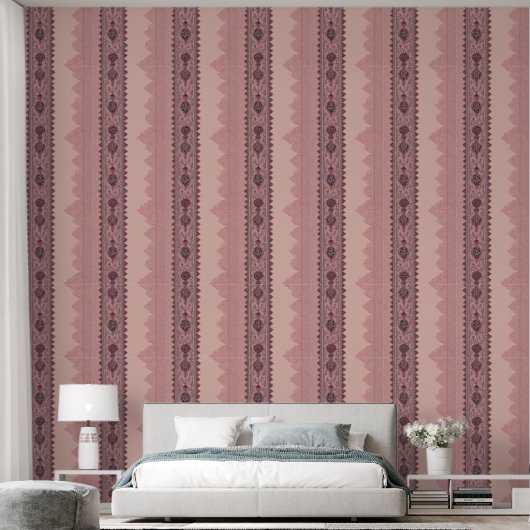 Roze en beige patronen AI-kunst Behang (Slaapkamer)