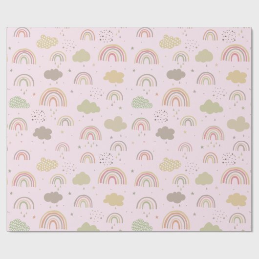 Roze en Beige regenboogpatroon Cadeaupapier (Vlak)