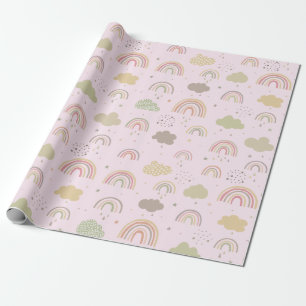 Roze en Beige regenboogpatroon Cadeaupapier