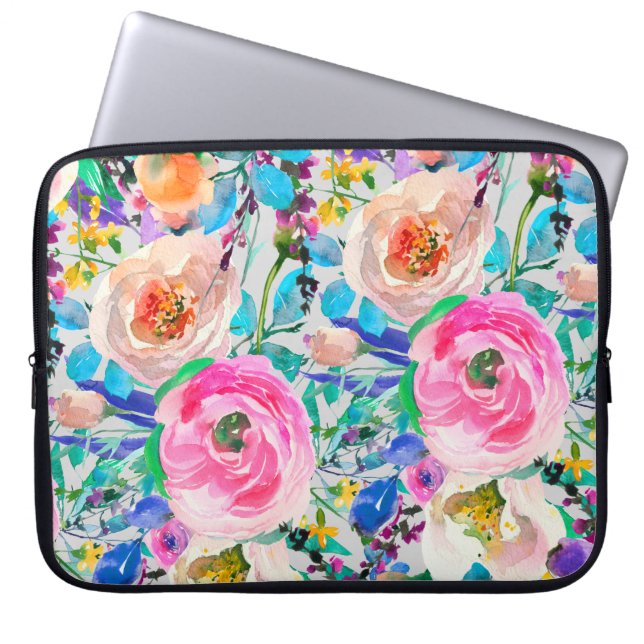 Roze en beige Rozen Laptop Sleeve (Voorkant)
