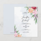 Roze en beige rozen lijst bedankkaart (Voorkant / Achterkant)