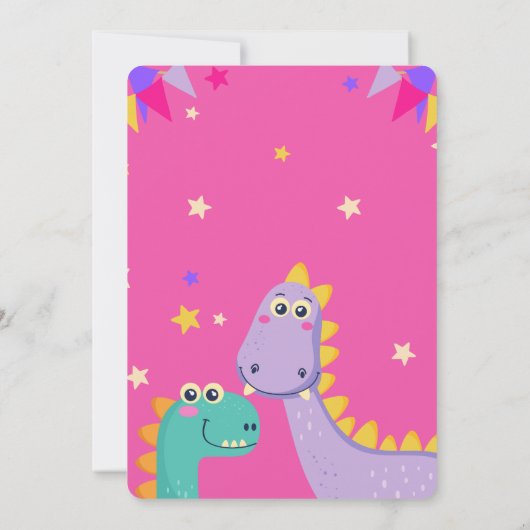 Roze en beige speelse Schattigee dinosaurussen Kin Kaart (Achterkant)