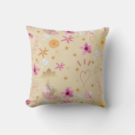 ROZE EN BEIGE STERREN EN BLOEMEN KUSSEN