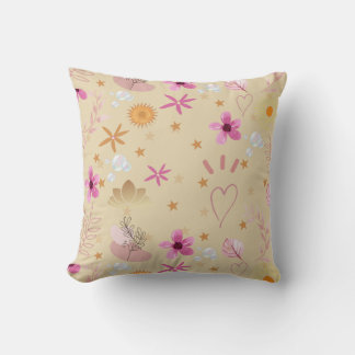 ROZE EN BEIGE STERREN EN BLOEMEN KUSSEN