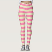 Roze en beige strepen leggings (Voorkant)