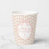 Roze en beige vintage fancy bloemendoop papieren bekers (Achterkant)