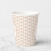 Roze en beige vintage fancy bloemendoop papieren bekers (Links)