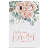 Roze en beige waterverf bloem bruidsdouche medium cadeauzakje (Voorkant)