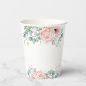 Roze en beige waterverf bloem bruiloft feest papieren bekers (Achterkant)