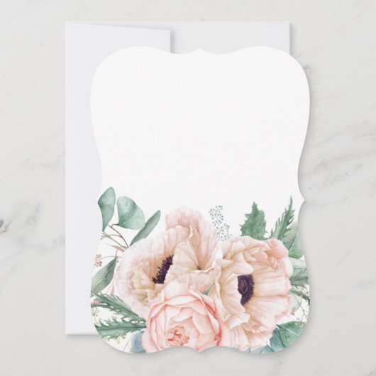 Roze en Beige Waterverf Bloemenpensioen Kaart (Achterkant)