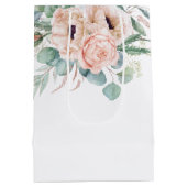 Roze en beige waterverf bloemige bruidsdouche medium cadeauzakje (Achterkant)