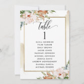 Roze en beige zitplaatskaartjes met gastnamen (Achterkant)